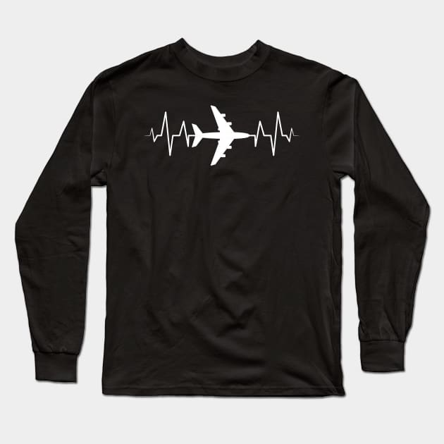 Awesome Airplane Heartbeat Pilot Piloting Aviation Long Sleeve T-Shirt by theperfectpresents